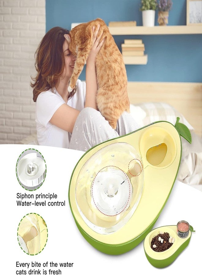 CREDLY Cat Food Bowl and Cat Water Dispenser Set: Multifunctional Slow Feeder Cat Bowl Raised Pet Whisker Fatigue Food Bowl & Gravity Cat Water Bowl for Cats Puppy Small Dogs Kittens(Green Yellow) - Image 3